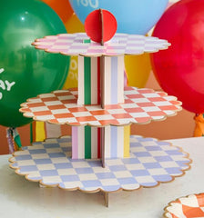 Playful Brights 3 Tier Paper Cake Stand For Birthday Dessert Tables (36 cm)