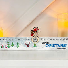 Personalised Blue and White Advent Slider - Tiny Christmas Trees