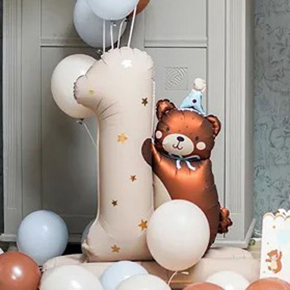 large-teddy-bear-number-1-foil-balloon-birthday-party-decoration|FB235|Luck and Luck| 1