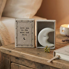 White Porcelain Moon Mini Matchbox Love You to the Moon Meaningful Home Gift