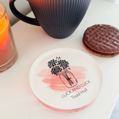 coaster-with-company-logo-personalised-round-acrylic|LLUVCOASTERRAD1|Luck and Luck| 1