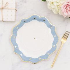 Blue Gold Heart Paper Plates Pack of 8 – 23cm Birthday Party Tableware