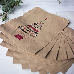 Brown Kraft Paper Advent Bags, Rustic Christmas Gift Wrapping Bags Pack of 10