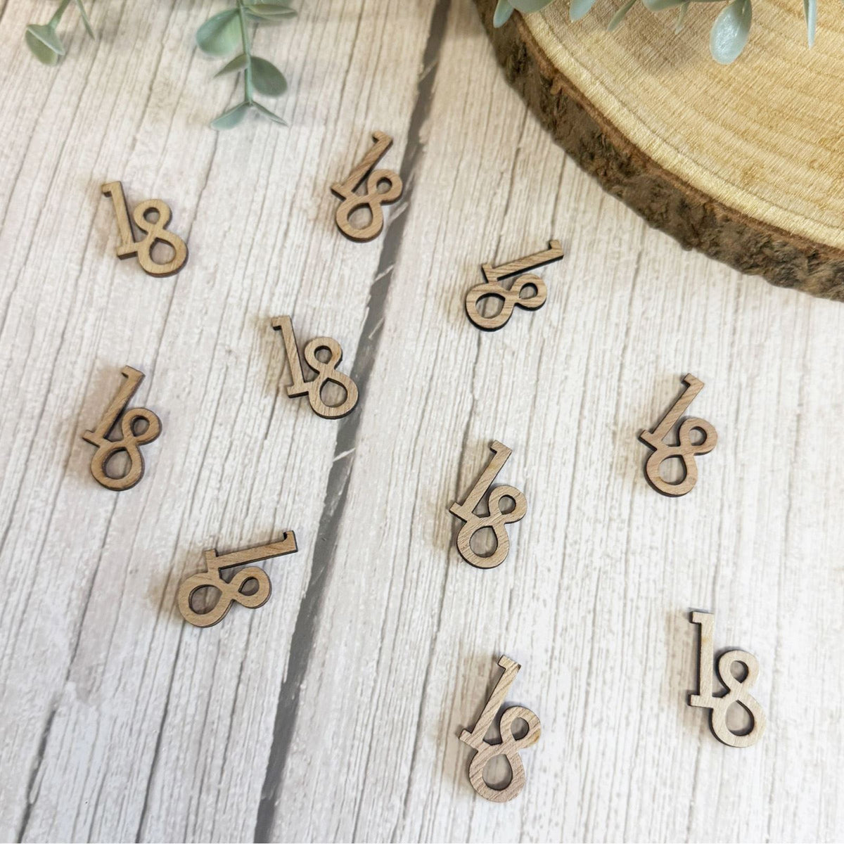 Artyfetes Factory Age 18 Wooden Confetti for Rustic Birthday Table Styling Decor