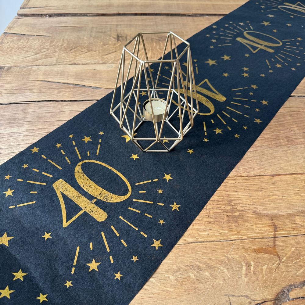 gold-metallic-sparkling-age-40-table-runner|678700300040|Luck and Luck| 1