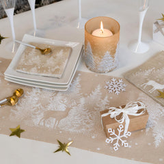 Christmas in the Snow Brown Polyester Dining Table Runner Decor, 28 cm x 2.5 m