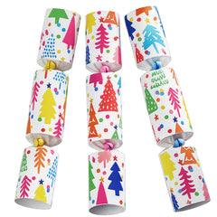 Bright Christmas Tree Colourful Crackers Festive Party Tableware Pack Set of 6