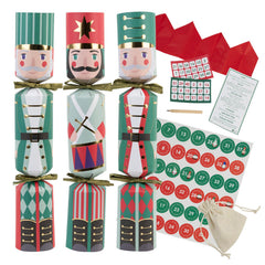 Nutcracker Christmas Crackers with Bingo Game and Three Designs (Pack of 6, 30 cm)