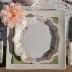 Santex Small Floral Paper Party Plate Disposable Tableware, Pack of 6 - 21cm
