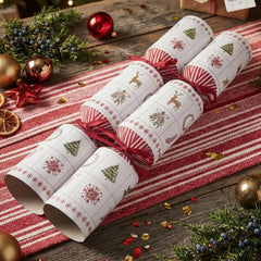 Nordic Icons Christmas Crackers Red Green Festive Party Table Decorations Set of 6