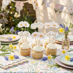 Daisy Cupcake Picks for Birthday Cakes and Floral Party Tables Pack of 12