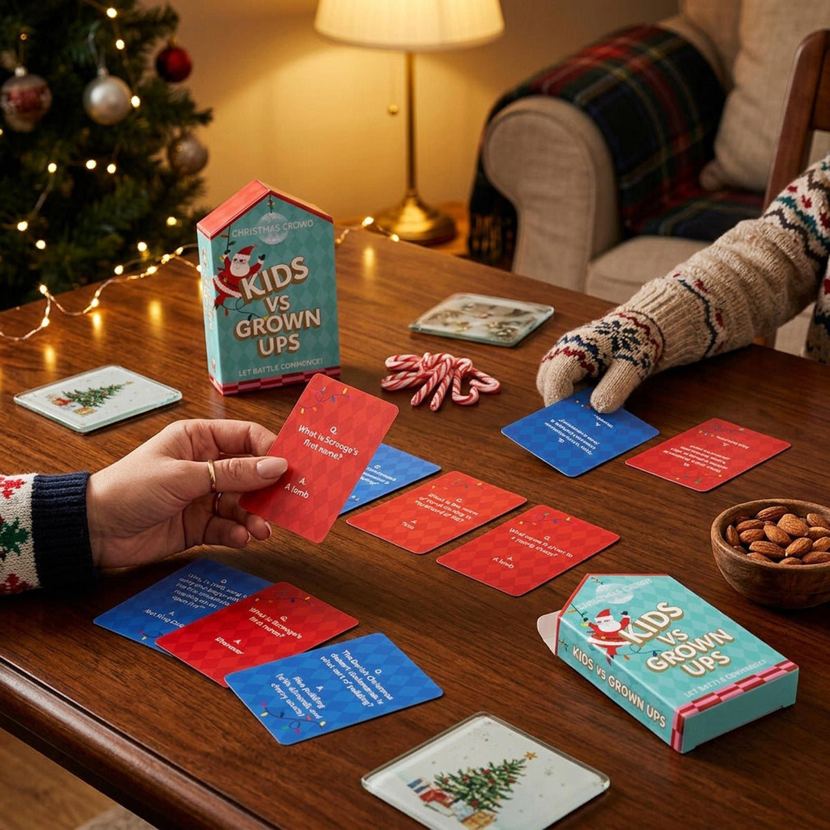 Santa Kids vs Grown Ups Christmas Family Party Game Blue Red Festive Entertainment