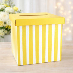 Yellow & White Paper Birthday Card Box for Cards and Messages (20 cm)