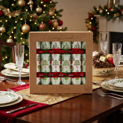 Topiary Christmas Tree Crackers Green Red Festive Party Table Decorations Set of 6