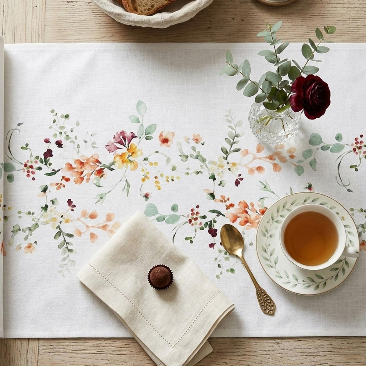Santex Floral Table Runner Fabric 2.5m long- Ideal Wedding Party Decoration
