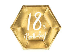 gold-18th-birthday-party-paper-plates-partyware-tableware-20cm-x-6|TPP7318019M|Luck and Luck| 1