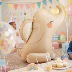 Elephant Foil Balloon Kids Party Decoration Cream 90cm