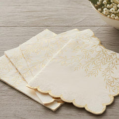 Blush Gold Wedding Napkins – Elegant 3 Ply Paper Party Napkins Pack of 16