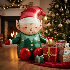 Playful Christmas Elf Foil Balloon Red Green Cheerful Party Decoration
