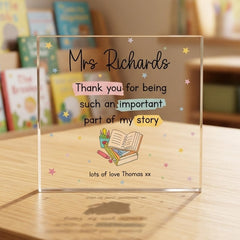 Personalised Thank You Teacher Acrylic Block by Luck and Luck
