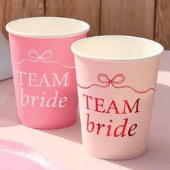Pink Team Bride Paper Cups Hen Party Tableware (Pack of 8, 8 cm)