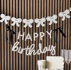 Bow Card Garland Wedding Birthday Backdrop Party Decoration White Black (200cm)