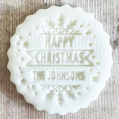 personalised-happy-christmas-fondant-icing-embosser-snowflake-surname|LLWWXMASEMBOSSD9|Luck and Luck| 1