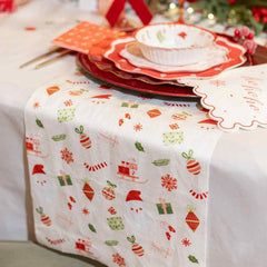 Red Green Christmas Polyester Table Runner Festive Holiday Dining Table Decor 3m