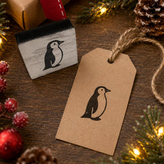 Penguin Rubber Stamp for Christmas Cards, Gift Wrap and Festive Craft Projects