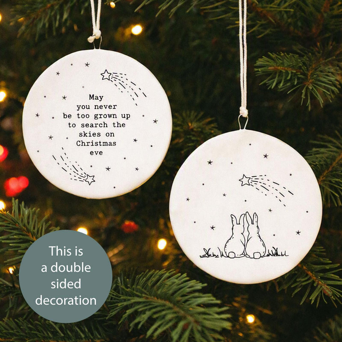 White Porcelain Christmas Bauble, Never Too Grown Up Christmas Eve Decoration