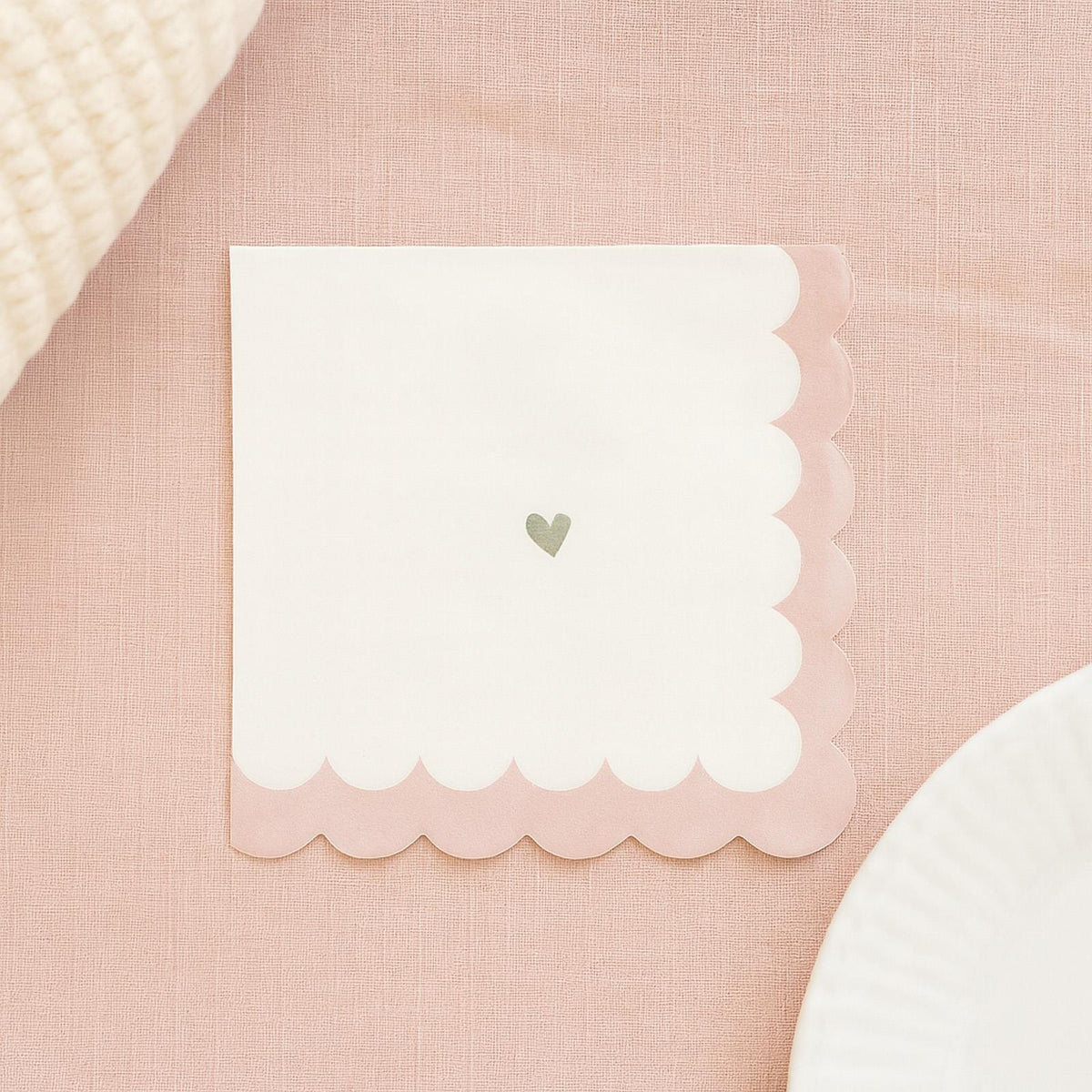 Little Hearts Paper Napkins 16 Pack Pink White Gold Birthday Party