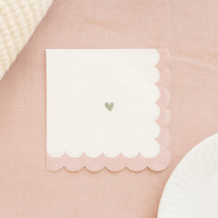 Little Hearts Paper Napkins 16 Pack Pink White Gold Birthday Party