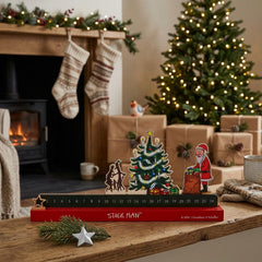 Wood Christmas Advent Slider Stick Man Countdown Green Red Festive Home Decor