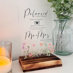 floral-personalised-polaroid-wedding-guest-book-sign-clear|LLUVWEDSIGND2POLCL|Luck and Luck| 1