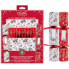 Make Your Own Red Christmas Crackers DIY Festive Party Tableware Pack Set of 6