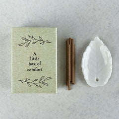 East of India Little Box of Comfort White Porcelain Mini Matchbox Keepsake Gift