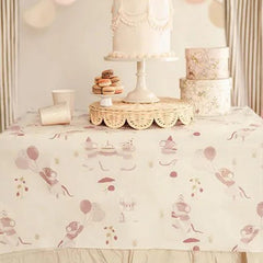 PartyDeco Childrens Mice Design Paper Tablecloth, Birthday, Ivory
