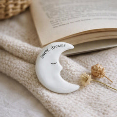 Mini Porcelain Moon Token with Sweet Dreams Message, White Keepsake Gift Idea