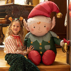 Playful Christmas Elf Foil Balloon Red Green Cheerful Party Decoration