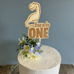 personalised-wooden-dinosaur-cake-topper-age-1-design-2|LLWWDINOD1CT2|Luck and Luck| 1