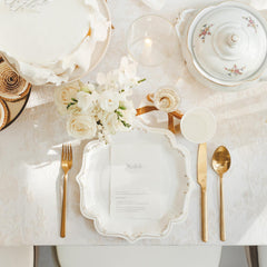 White Gold Paper Party Plates 26cm Elegant Wedding Set of 6