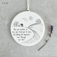 east-of-india-porcelain-round-hanger-may-your-troubles-be-less|6339|Luck and Luck| 1