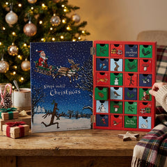 Wood Christmas Advent Calendar Stick Man Santa Mini Drawers Green Red Festive Decor