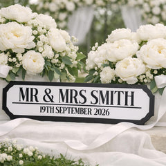 Personalised Wedding Road Sign Small Acrylic Gift Plaque (39 cm)