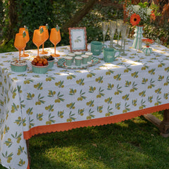 Santex Green and White with Olives Summer Party Tablecloth