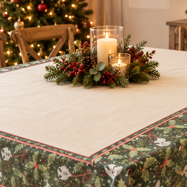 Folklore Green Christmas Paper Table Cover 2.3m x 1.37m