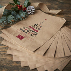 Brown Kraft Paper Advent Bags, Rustic Christmas Gift Wrapping Bags Pack of 10