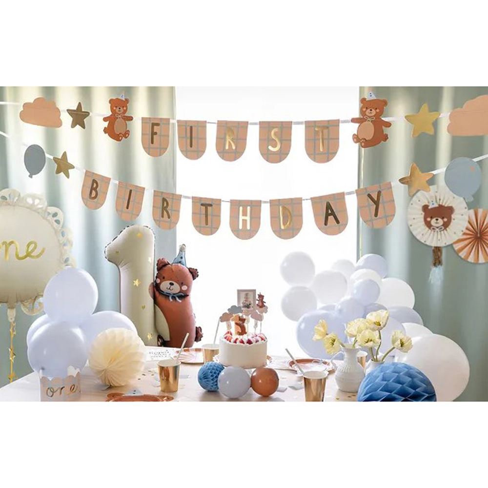 teddy-bear-1st-birthday-banner-bunting-decoration-2-5m|GRL119|Luck and Luck| 1