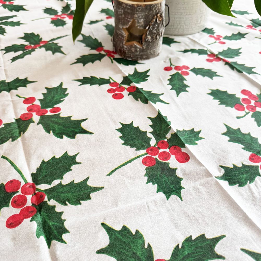 christmas-holly-disposable-paper-table-cover-2-3-x-1-37m|BC-HOLLY-TCOVER|Luck and Luck| 1