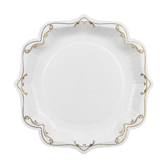 White Gold Paper Party Plates 26cm Elegant Wedding Set of 6